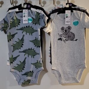 Carter's Gray and Green Baby Bodysuits